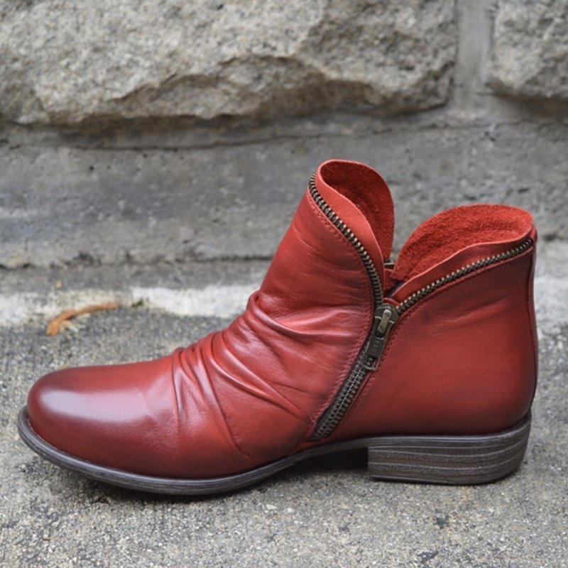 Vianne organic leather boots with zip 