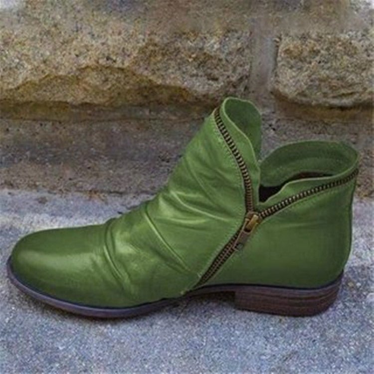 Vianne organic leather boots with zip 