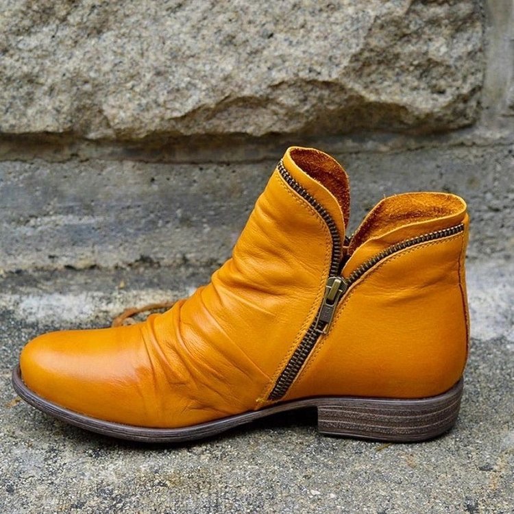 Vianne organic leather boots with zip 