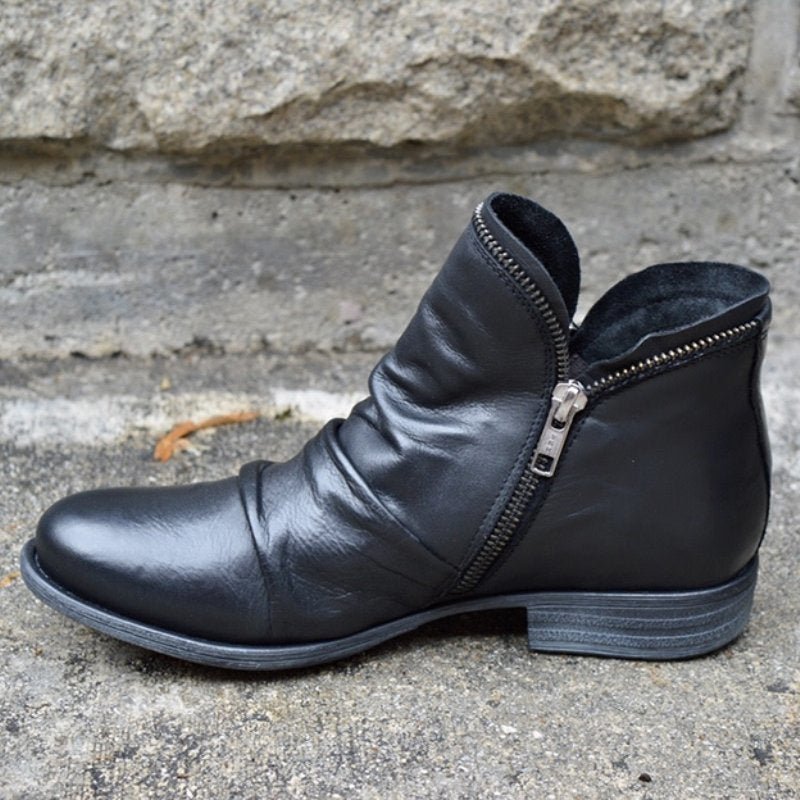 Vianne organic leather boots with zip 