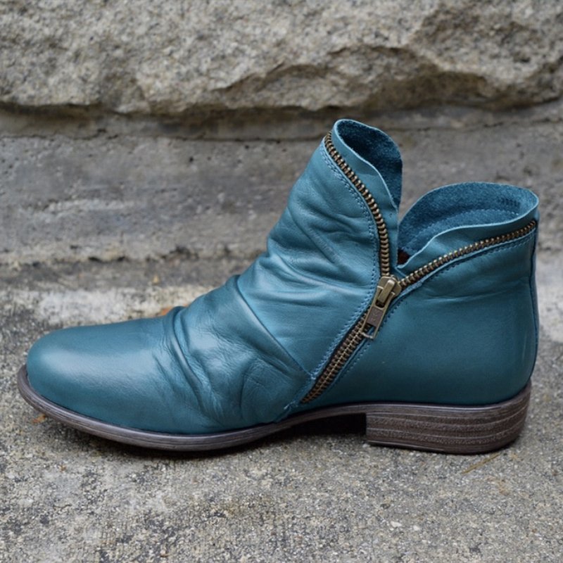 Vianne organic leather boots with zip 