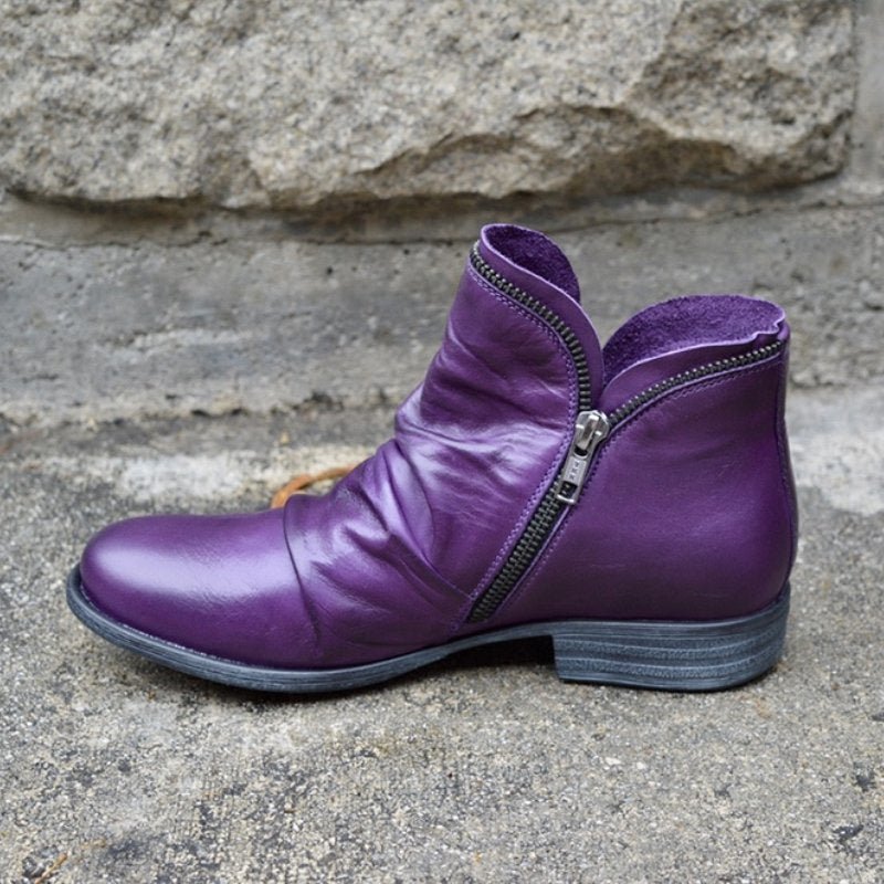 Vianne organic leather boots with zip 