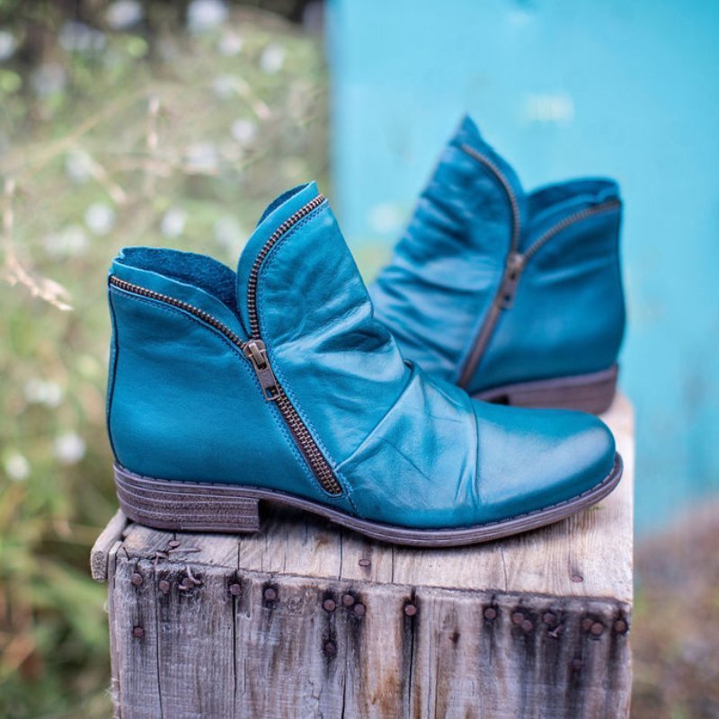 Vianne organic leather boots with zip 